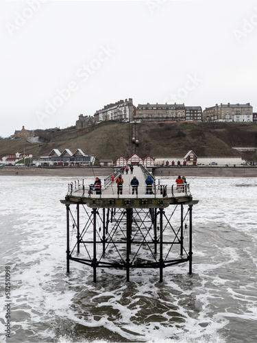 Aerial view from the sea of Saltburn Pier