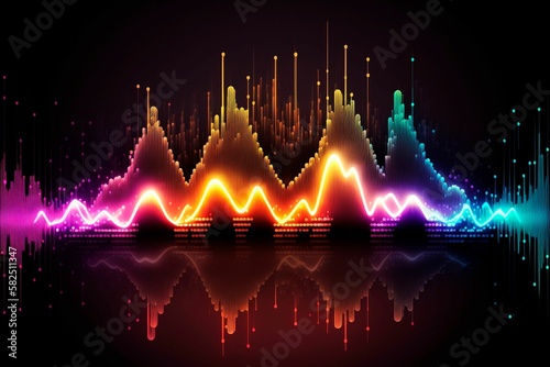 Wave of sound with glowing lights in the background