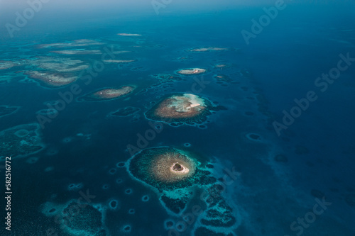 Aerial photos of the Silk Cayes in the Gladden Spit and Silk Cayes Marine Reserve located in the southern waters of Belize.