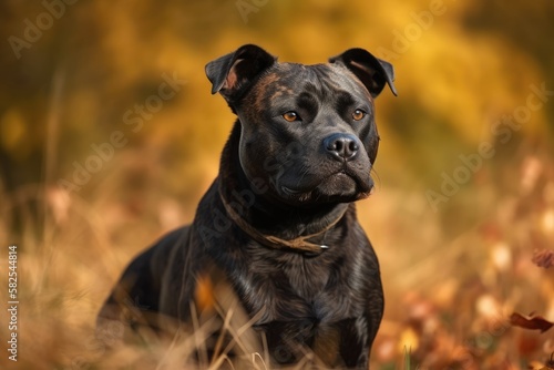 Dog breed English Staffordshire Bull Terrier. Generative AI