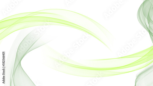 A glowing green abstract curving wisp on trasnparent background.