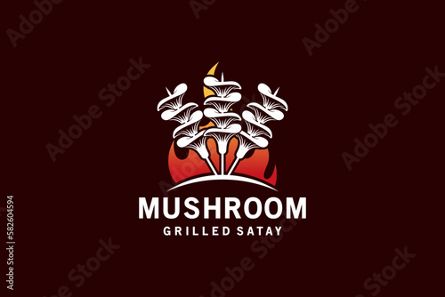 Oyster mushroom satay food logo