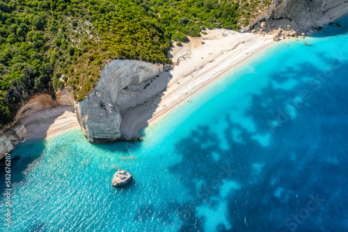Remote Fteri beach on the Kefalonia island, Ionian sea, Greece