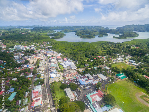 Koror Town in Palau Island. Micronesia, Cityscape in Background.