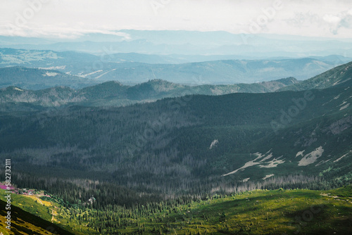 Nature scenery, high Tatras and valleys of Poland, clouds over mountains