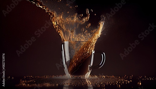 Stylish illustraion of an ice coffee or cappucino - made with generative AI tools