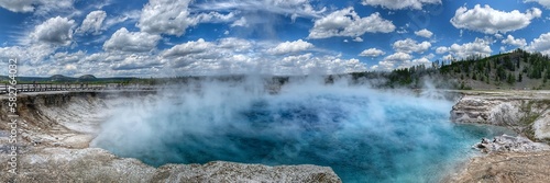Panoramic view of Excelsior Geyser Crater, Yellowstone National Park, 