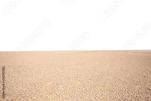 Dry desert lake bed with cut out background. 