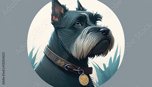 Standard schnauzer dog Creative illustration. (Ai Generate)