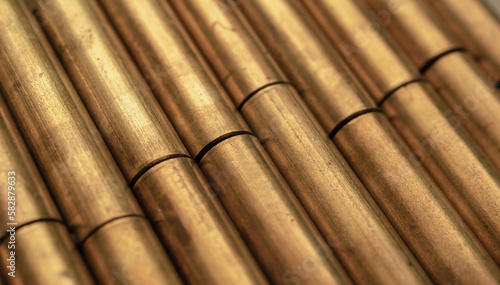 brass pipes, metallic background or texture