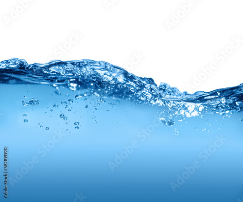 Splash of clear blue water on grey background