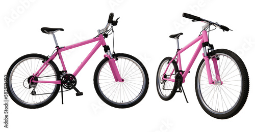 bicycle pink white background Isolated transparent PNG.
