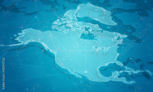 North America Map Digital Cyber Background