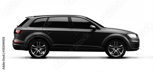 SUV sports luxury car expensive vehicle matte black side view transport cab