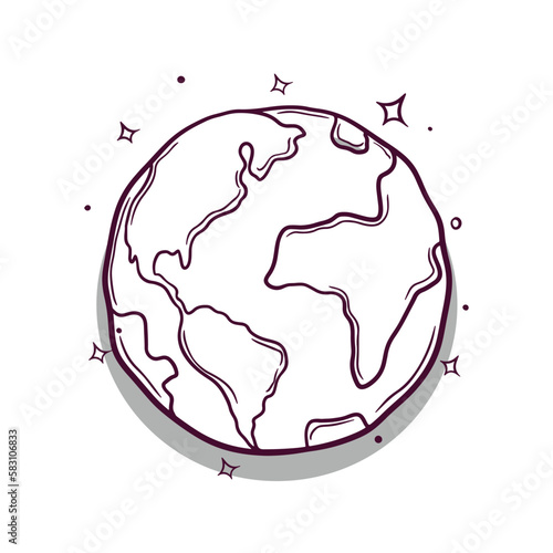 hand drawn planet earth vector illustration