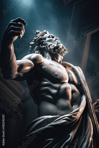 Un dieu grec Zeus avec une tempête et beaucoup de tonnerre.