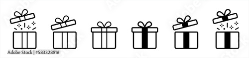 Gift box icon. Gift wrapping symbol. Surprising gift box signs, vector illustration