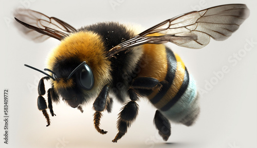 Flying bumblebee realistic but a little bit fluffy