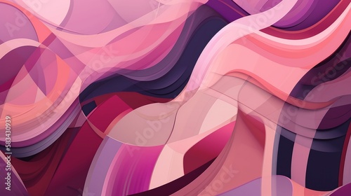 Beautiful abstract colorful minimalistic geometric background for design with smooth waves and colors from purple to pink (ai generated)