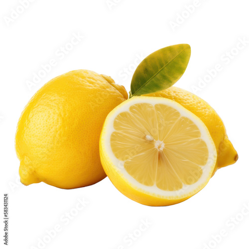 Lemons with a leaf isolated