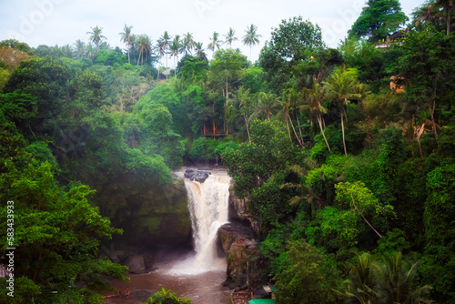 Scenic waterfall in rainforest on Bali island, Indonesia