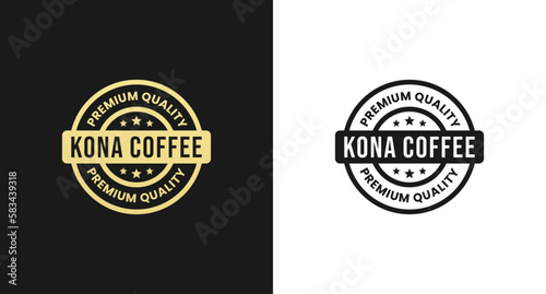 Kona coffee label or Kona coffee stamp vector isolated in flat style. Best Kona coffee label vector for product packaging design element. Elegant Kona coffee stamp vector for product packaging.