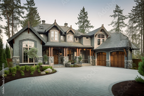Beautiful Fancy Home Exterior. Generative Ai. luxury, modern, contemporary, and traditional. 