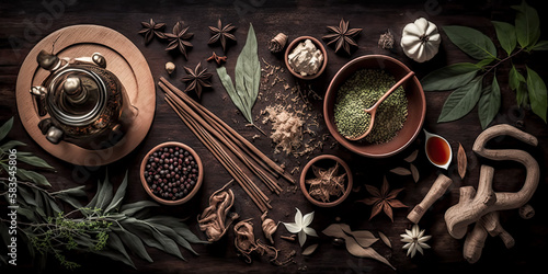 Herbs have been used for holistic and traditional medicine for many centuries - generative ai.