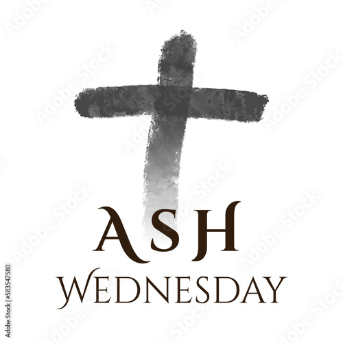 Ash Wednesday Illustration. Ink Cross design