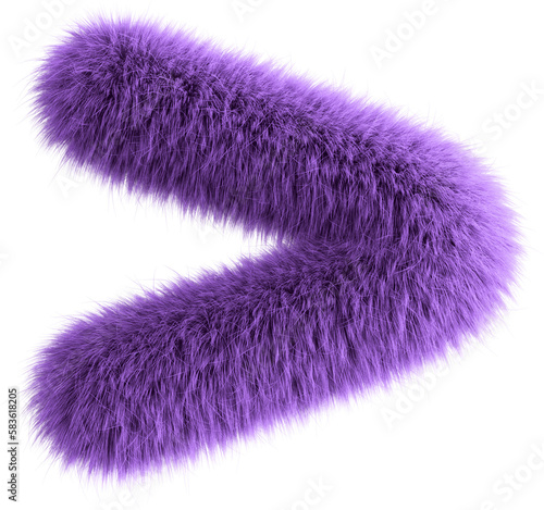 Purple 3D Fluffy Symbol Greater Than