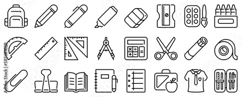 Line icons about back to school. Line icon on transparent background with editable stroke.