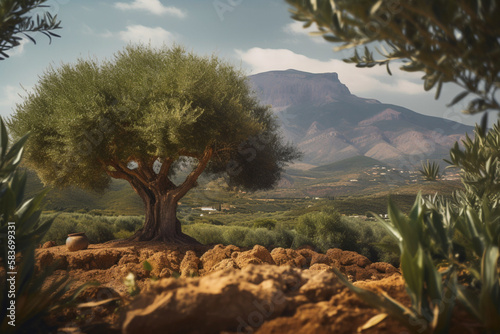 Moroccan Argan tree in a natural landscape and a forest of argan trees
