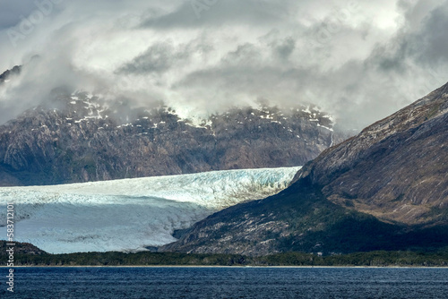 Large glacier off the coast of the Straits of Magellan in southern Chile