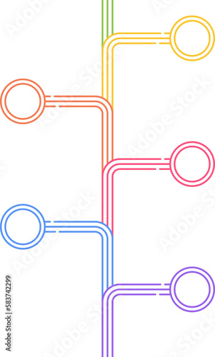 Vertical timeline infographics with five elements with icons and text