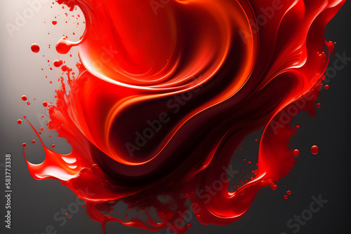 赤い絵の具の抽象的な背景テクスチャ 液体 generative ai