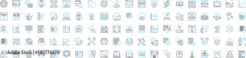 Network hosting vector line icons set. Webhosting, Cloudhosting, Networking, Colocation, Shared, Dedicated, Domains illustration outline concept symbols and signs