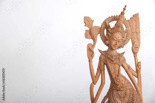 Wonderful Balinese wood carved sculpture: Saraswati, the Goddess of science