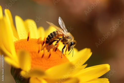 Bee Collecting Pollen Generative ai