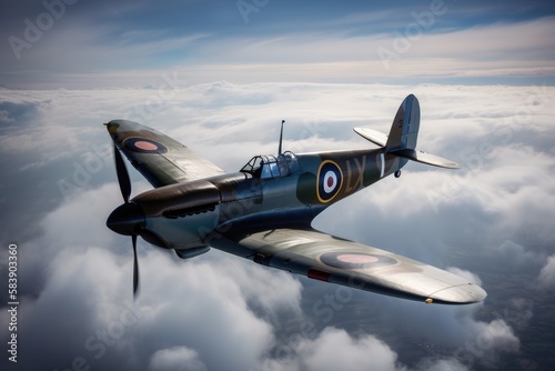 WW2 airplane - spitfire - Created with Generative ai