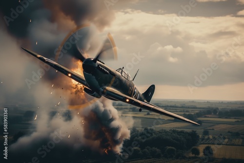 WW2 airplane - spitfire - Created with Generative ai
