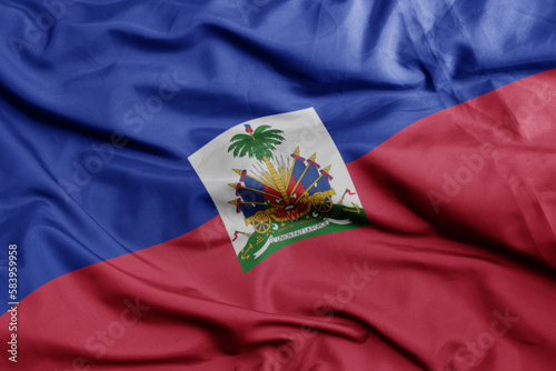 waving national flag of haiti .macro shot. 3D illustration