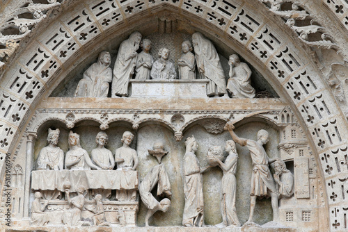 Notre-Dame cathedral, Rouen, France. Sculpted tympanum.