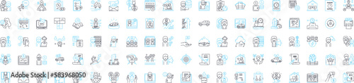 Employee vector line icons set. Worker, Staff, Personnel, Colleague, Associate, Hire, Wage illustration outline concept symbols and signs