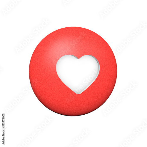 Ícono de notificación de redes sociales en burbuja circular 3D de corazón 