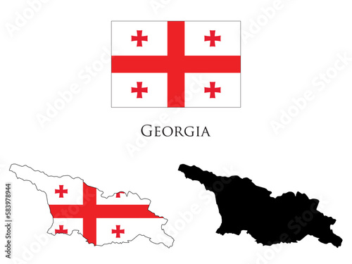 georgia flag and map illustration vector 