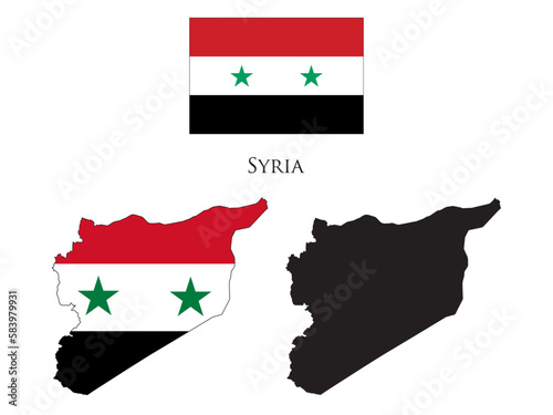 syria flag and map illustration vector 