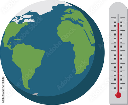 illustration vectorielle montrant la planète terre et un thermomètre. Concept du réchauffement climatique et du changement de climat