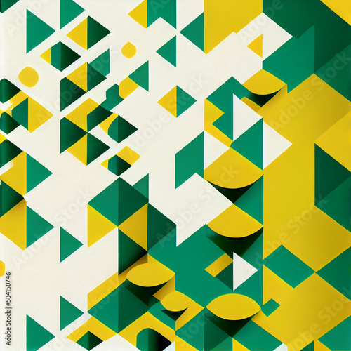 Green and yellow minimalist geometric pattern, Generative AI