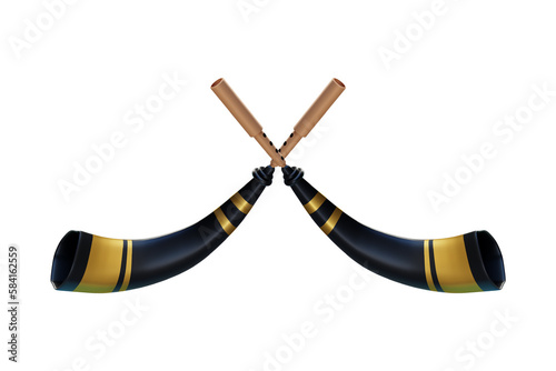 Pair of Assamese pepa isolated on white background or transparent png. or buffalo hornpipe musical instrument of assam used in happy bihu background