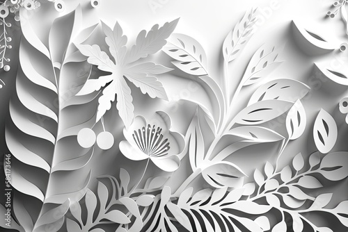 Abstract flowers and leaf background. Generative AI